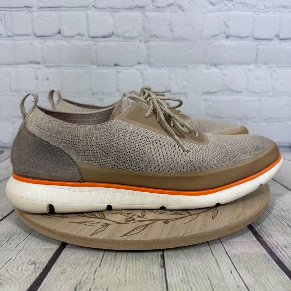Cole Haan Zerogrand Omni Lace Up Sneaker Mens Size 11.5 Beige Knit Preppy Shoes